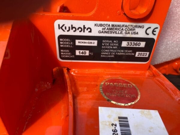Unused Kubota RCK54-G26-2 Mower Deck